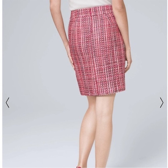 White House Black Market Pink Tweed Pencil Skirt W/ Zippered Pockets Sz 6 NWT - Picture 3 of 10